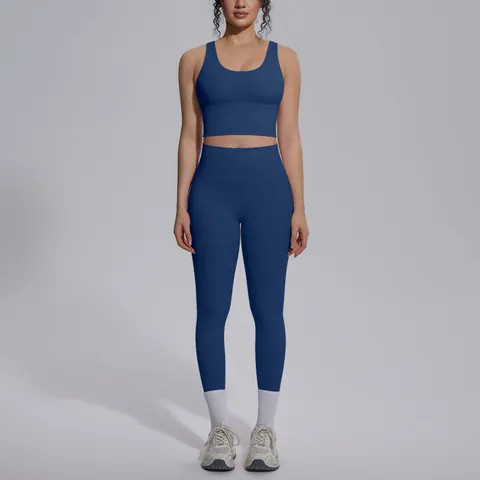 Women's Top And Bottom Yoga Outfit Printed Naked Feel V-Neck Sports Bra High Waist Leggings No Embarrassment Line Activewear