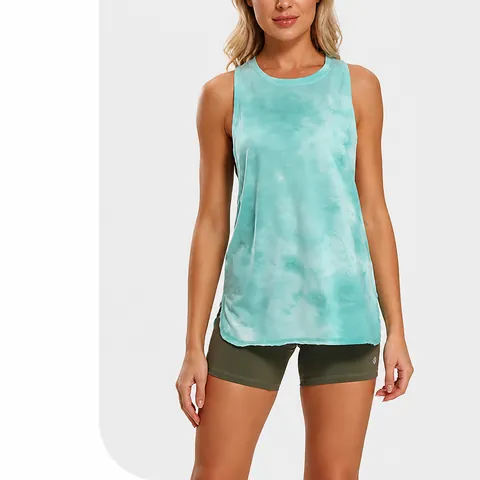 Damen Batikdruck Sport Tank Top Lockere Racerback Yoga Gym Weste Ärmellos Schnelltrocknend Fitness Workout Top