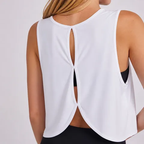 Damen Yoga Weste mit Hohlrücken Ärmellos Fitness Überwurf Nylon Elasthan Atmungsaktiv Workout Laufen Top Lässige Vielseitige Sportbekleidung