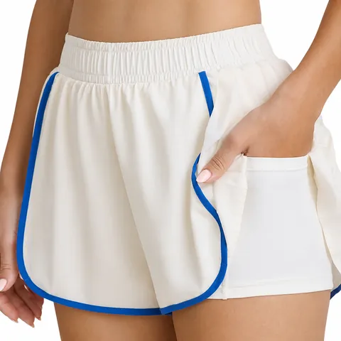 Women High Waist Pleated Yoga Shorts Quick Dry Breathable Athletic Skort With Side Pockets Outdoor Fitness Running Bottom
