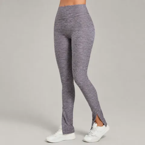 Damen High Waist Yoga Schlaghose Gebürstete Booty Lift Bauchkontrolle Leggings Schlitzbein Druckknopf Sport Tanzhose