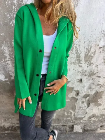 Cappotto con Cappuccio da Donna alla Moda Giacca Monopetto a Maniche Lunghe Capispalla Casual Streetwear in Misto Cotone Poliestere Fleece Top