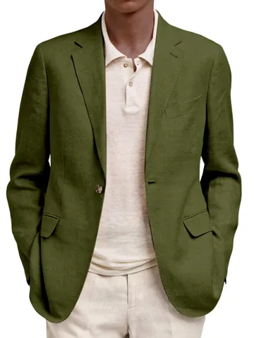 Men's Business Casual Blazer Slim Fit Notched Lapel One Button Long Sleeve Solid Color Formal Jacket Top For Spring Autumn