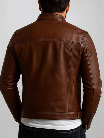 Heren Slim Fit PU Leren Motorjas Opstaande Kraag Biker Bomber Kunstlederen Mantel Vintage Punk Stijl Bovenstuk