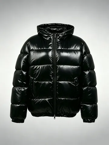 Damen Winter Glänzendes Lack wattierte Jacke Dick Warm Mit Kapuze Puffer Mantel Casual Sport Einfarbig Top Oberbekleidung Mit Reißverschlusstaschen