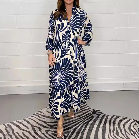 Elegant Women's V-Neck Tiered Maxi Dress Floral Print Flare Sleeve Bohemian Casual Long Skirt for Summer Vacation