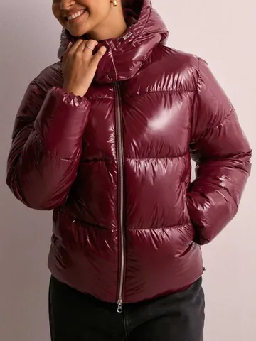 Chaqueta Acolchada de Algodón Brillante con Capucha para Mujer Invierno Cálido Abrigo Acolchado Informal de Gama Alta para Mujer