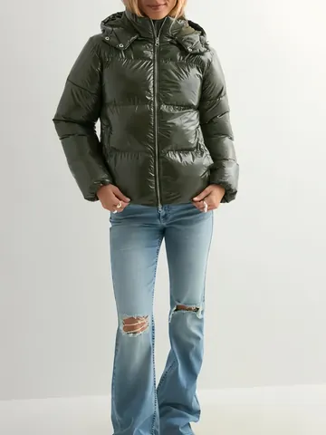 Dames Glanzende Gevoerde Jas Met Capuchon Winter Puffer Jas Dikke Warme Casual Bovenkleding Top