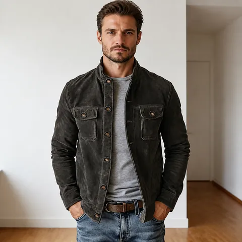 Men Retro Vintage Casual Jacket Solid Color Lapel Single Breasted Multi Pocket Polyester Outdoor Coat Autumn Fashion Top
