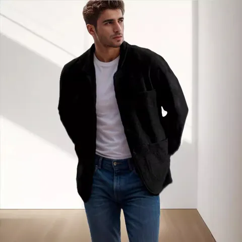 Men's Casual Polyester Jacket Lapel Single Breasted Multi Pocket Fashion Streetwear Outerwear Top For Youth Men