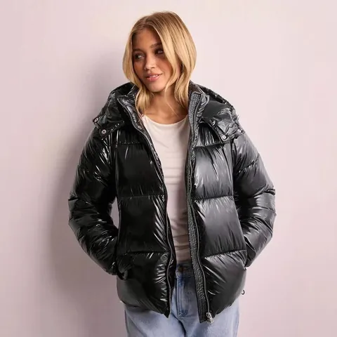 Glanzende Gevoerde Katoenen Winterjas voor Dames Warm Verdikt Pufferjack Casual Bovenkleding voor Dames Winddicht Parka met Rits
