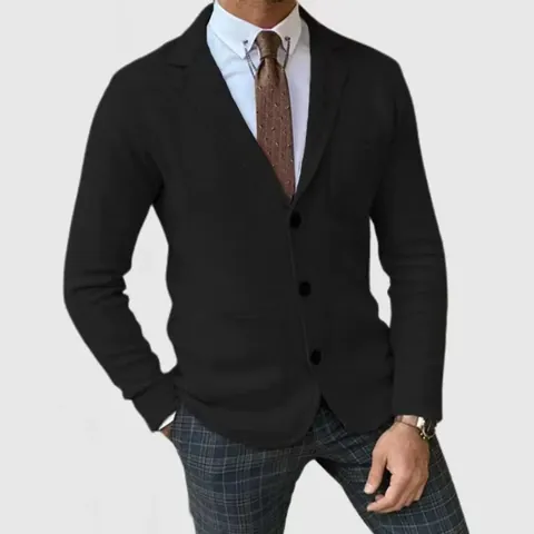 Men Business Casual Blazer Jacket Slim Fit British Style Three-Button Knit Texture Sport Coat Autumn Spring Top For Men