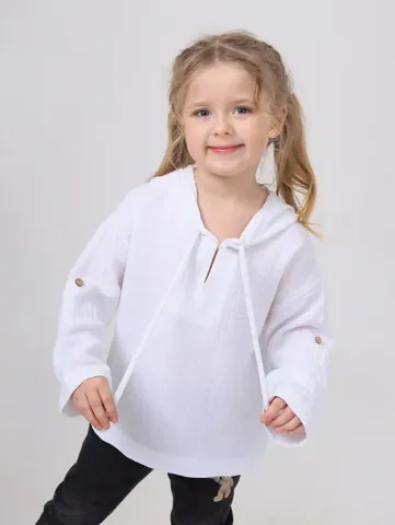 Kids Linen Cotton Hoodie T-Shirt Long Sleeve Solid Color Sun Protection Shirt Thin Hooded Top For Boys Girls Casual Beach Wear
