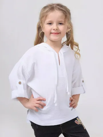 Kids Linen Cotton Hoodie T-Shirt Long Sleeve Solid Color Sun Protection Shirt Thin Hooded Top For Boys Girls Casual Beach Wear