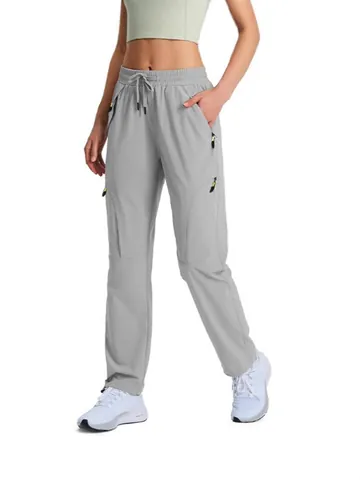 Damen Outdoor Schnell Trocknende Cargohose Leicht Atmungsaktive Wanderhose Mit Mehreren Taschen Kordelzug Elastische Taille Casual Lange Hose