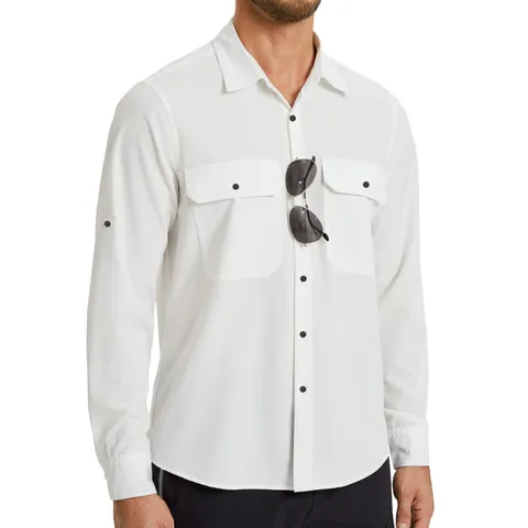 Camisa Táctica de Manga Larga para Hombre Secado Rápido Protección UV Pesca Camping Ropa de Trabajo Transpirable Patchwork