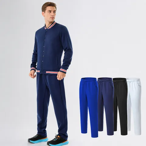 Men Polyester Spandex Athletic Sweatpants Straight Leg Drawstring Sports Pants Breathable Fitness Training Bottom Running Casual Joggers