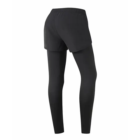 Women 2-in-1 Yoga Pants Quick-Dry Running Leggings Double Layer Anti-Exposure Fitness Tights With Drawstring And Letter Print Polyester Bottom