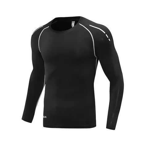 Maglia a Compressione Sportiva Uomo e Bambini Manica Lunga Asciugatura Rapida Fitness Riflettente Poliestere Spandex Allenamento Palestra