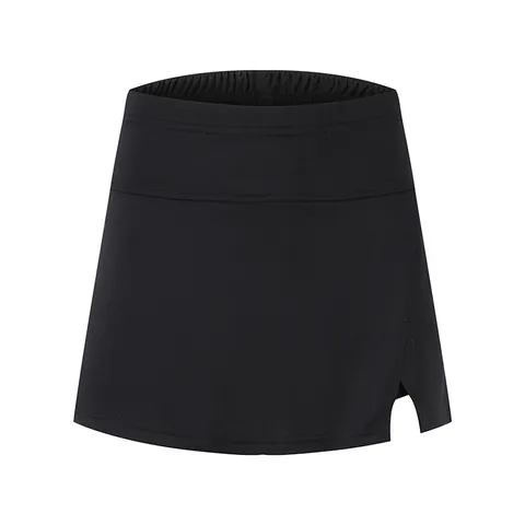 Women High Waist Badminton Tennis Skort Slim Fit Anti-Exposure Sports Skirt With Side Slit Solid Color Polyester Skirt Bottom