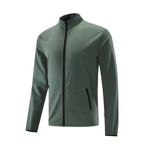 Men's Sports Jacket Stand Collar Lightweight Breathable Full Zip Outdoor Running Training Windbreaker Casual Sportswear Top