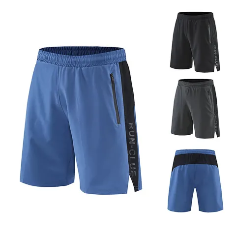 Herren Schnelltrocknend Sportshorts Locker Sitzende Laufhose Trainingshose Unten Reißverschlusstaschen Atmungsaktive Mesh-Patchwork Casual Workout Bekleidung