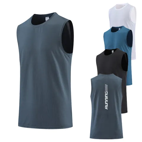 Men's Quick Dry Sports Vest Top Breathable Mesh Running Training Sleeveless Tank Top Running Letter Print Gym Fitness Top