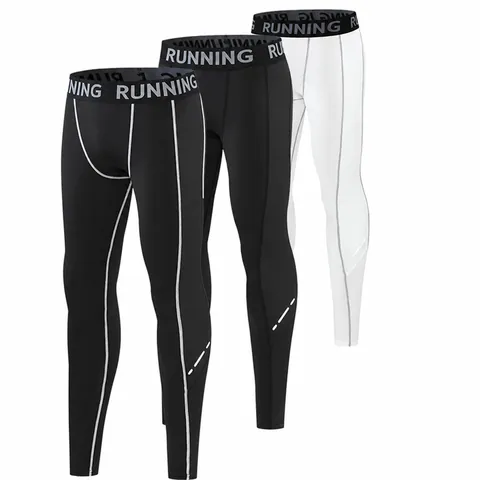 Men and Kids Quick Dry Compression Leggings Reflective Sport Fitness Tights Running Pants Basketball Soccer Base Layer Bottom