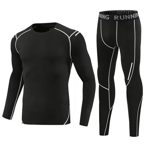 Men's And Kids' Quick Dry Sports Compression Suit Set Long Sleeve Top And Bottom Reflective Running Fitness Workout Wear