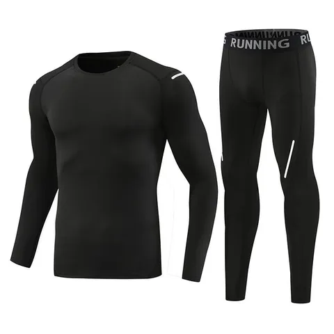 Men's And Kids' Quick Dry Sports Compression Suit Set Long Sleeve Top And Bottom Reflective Running Fitness Workout Wear
