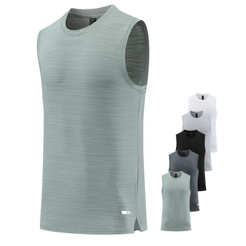 Quick-dry Men's Sport Tank Top Breathable Sleeveless T-shirt Solid Color Fitness Vest For Gym Running Athletic Wear Top