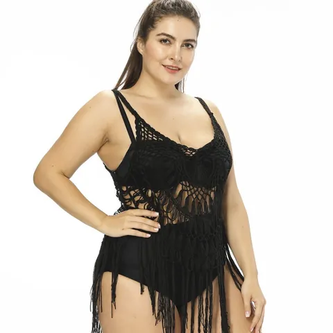 Women Sexy Crochet Beach Cover-Up Tassel Camisole Bohemian Hollow Out V-Neck Tassel Tank Top For Vacation