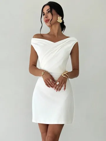 Women Sleeveless Irregular Cross Neck Splicing Double Layer Slim Fit Bodycon Dress Sexy Elegant Spring Summer Party Wear