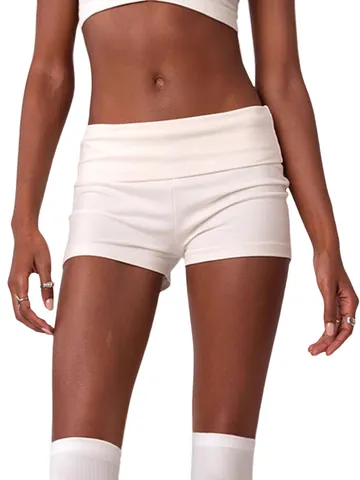 Women Sexy Tight Shorts Low Waist Slim Fit Polyester Knitted Hot Pants For Yoga Sports Casual Streetwear Basic Bottoms