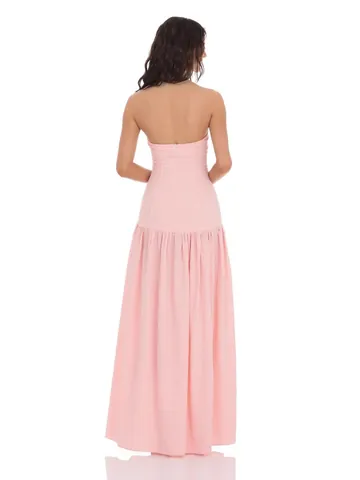 Women's Sexy Gingham Tube Top Maxi Dress Summer Sleeveless Off-The-Shoulder Backless Slim Fit A-Line Long Dress For Vacation Party