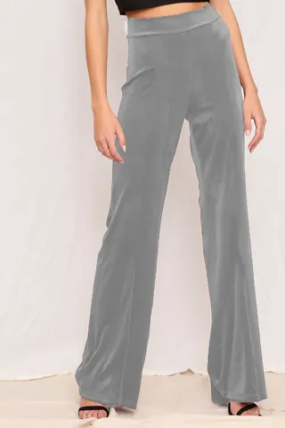 Women High Waist Velvet Flare Pants Casual Solid Color Elastic Waist Long Trousers Slimming Autumn Winter Streetwear Top
