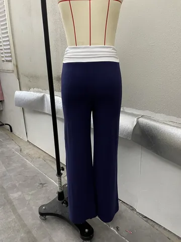 Women High Waist Color Block Yoga Pants Casual Patchwork Wide Leg Harem Pants Comfortable Sporty Polyester Spandex Bottoms