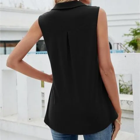 Γυναικείο Casual Αμάνικο T-Shirt από Πολυεστέρα με Λαιμόκοψη V Πέτο Πτυχωτό Μονόχρωμο Άνετο Καλοκαιρινό Tank Top