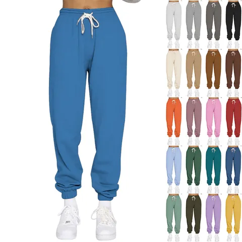 Women Fleece Lined Sweatpants High Waisted Drawstring Joggers Loose Fit Harem Pants Winter Warm Casual Activewear Bottom