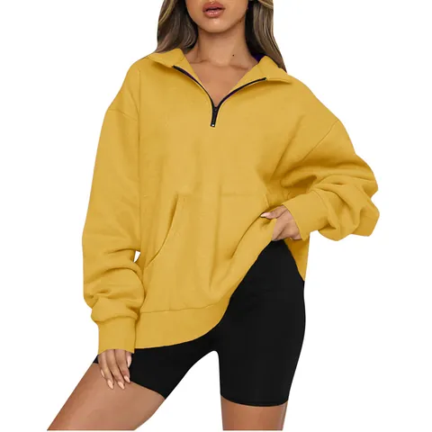 Men Half Zip Sweatshirt Long Sleeve Oversized Stand Collar Pocket Casual Athletic Pullover Polyester Cotton Fleece
