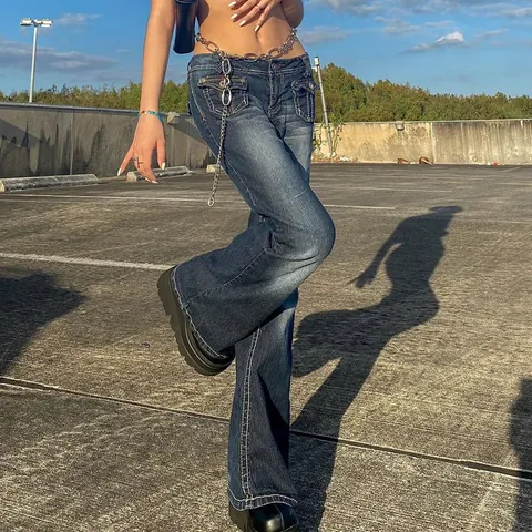 Women's Retro Flared Denim Pants Cotton Viscose Blend High Waisted Ripped Washed Embroidered Slim Fit Stretchy Bell Bottom Jeans