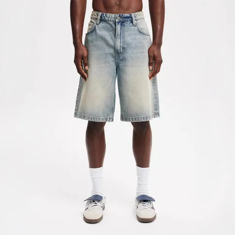 Men's Distressed Denim Shorts Baggy Fit Washed Cotton Streetwear Knee Length Casual Bottom Summer Fashion Shorts