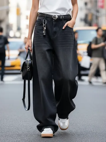Men Vintage Washed Wide Leg Jeans Loose Fit Curved Cut Baggy Straight Denim Pants Streetwear Hip Hop Casual Trousers For Men