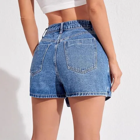 Dames Denim Skort Hoge Taille Asymmetrische Knoop Split Street Fashion Casual Katoen Jeansrok Shorts Blauw Gewassen Skort Voor Dagelijks