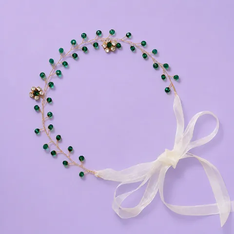 Handmade Bridal Hair Vine Headband With Faux Artificial Pearl Rhinestone Flower Leaf For Wedding Party Women Kids Hair Accessories
