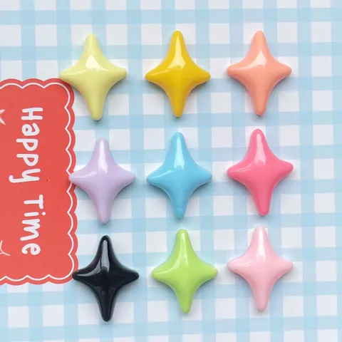 Four Pointed Star Mini Resin Charms Colorful DIY Jewelry Making Findings Nail Art Accessories Craft Decoration