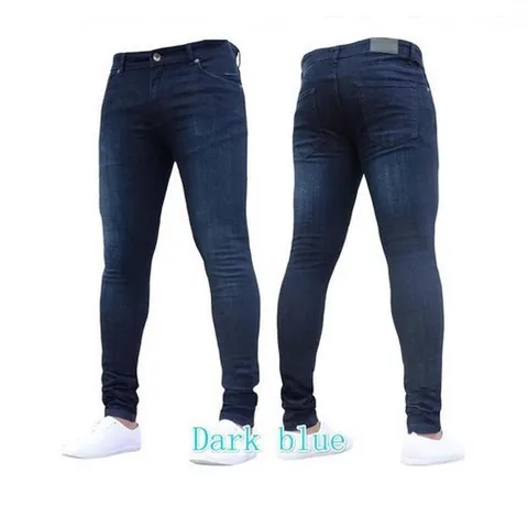 Men's Skinny Fit Washed Denim Jeans European Fashion Stretchy Small Leg Trousers Casual Washed Mid Waist Denim Pants