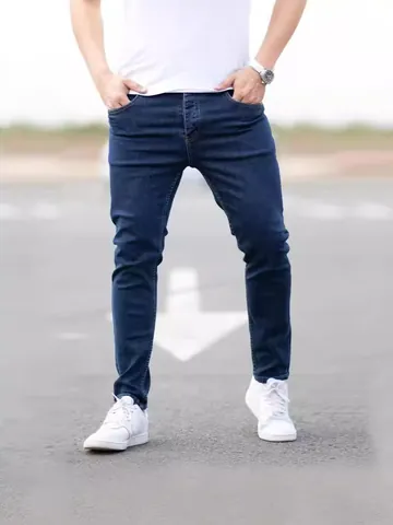 Jean En Denim Extensible Slim Fit Pour Hommes Couleur Unie Taille Moyenne Pantalon Crayon Skinny Pour Streetwear Casual Wear Bas