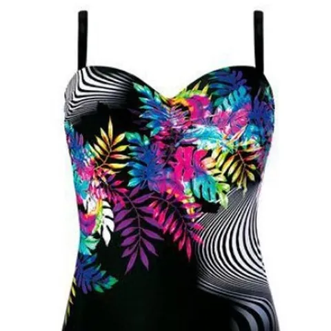 Women One Piece Swimsuit Plus Size Tummy Control Vintage Tropical Floral Printed Bathing Suit Halter Backless Beachwear