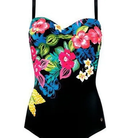 Women One Piece Swimsuit Plus Size Tummy Control Vintage Tropical Floral Printed Bathing Suit Halter Backless Beachwear
